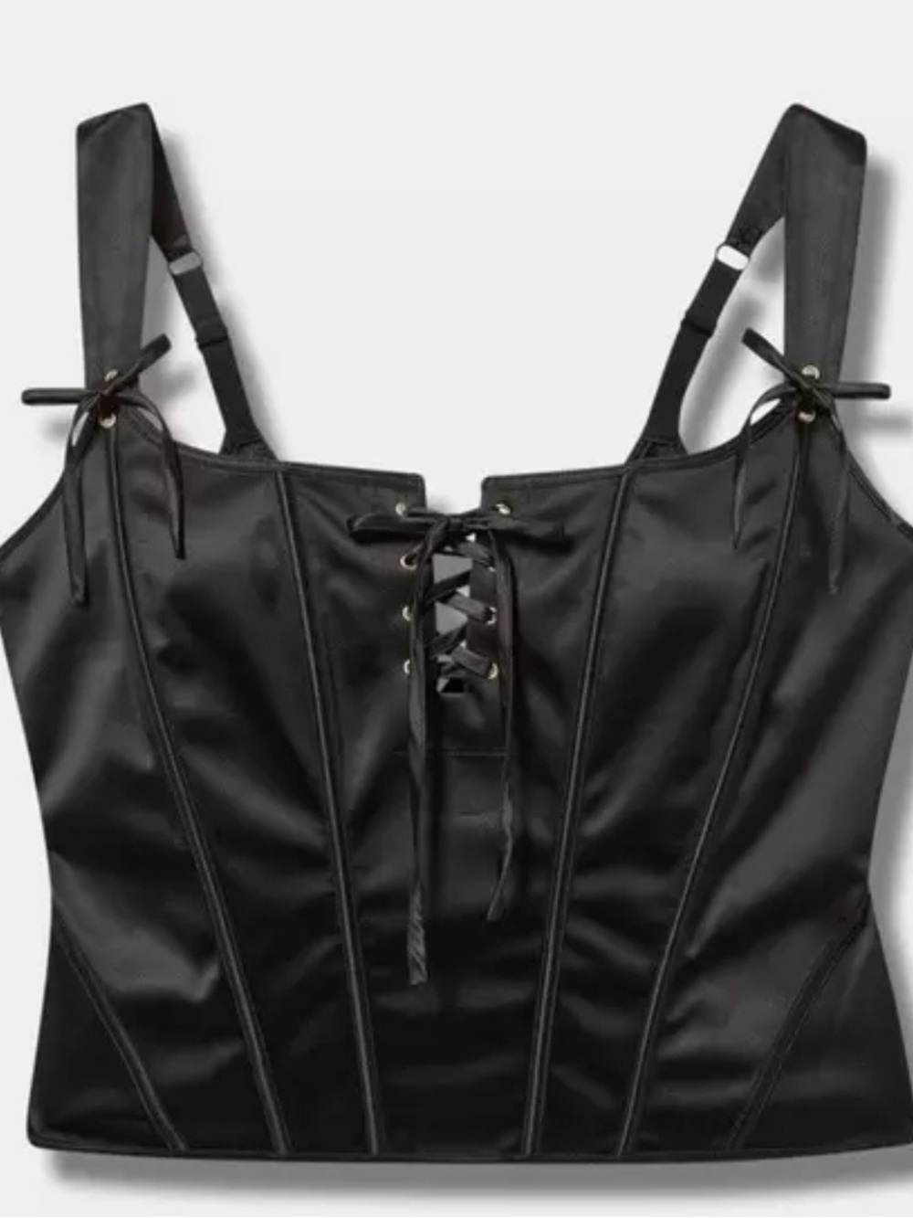 Black Lace-Up Wireless Corset